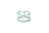 silver knit lace cuff edged with aqua coloured pearls.